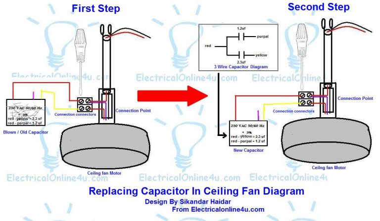 Replacing Capacitor In Ceiling Fan With Diagrams - Electrical Online 4u ...